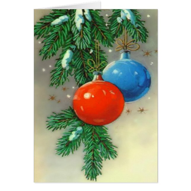 Red And Blue Ornaments Custom Greetings Card (Front)