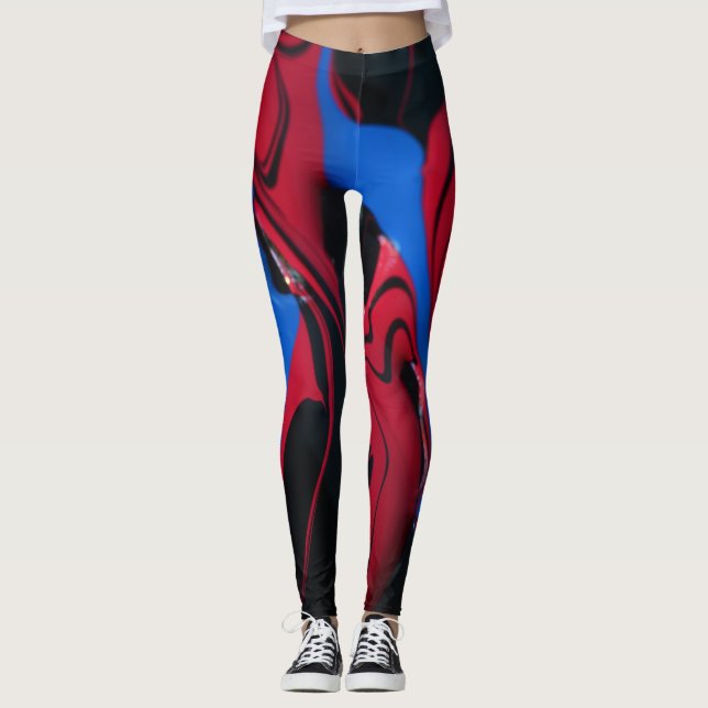 Red and blue paint colours leggings (Front)