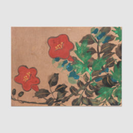 Red and Blue Painted Flowers For Decoupage Tissue Paper