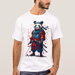 Red and Blue Panda Samurai T-Shirt
