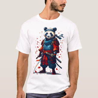 Red and Blue Panda Samurai T-Shirt