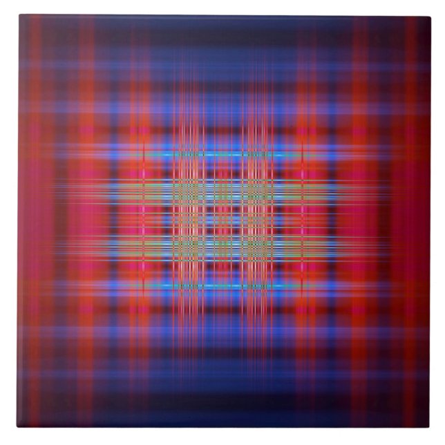 Red and blue pattern ceramic tile (Front)