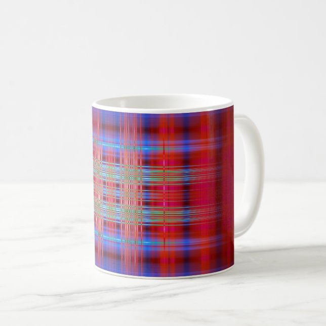 Red and blue pattern coffee mug (Front Right)