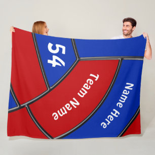 Red and Blue Personalized Volleyball Gift Ideas Fleece Blanket
