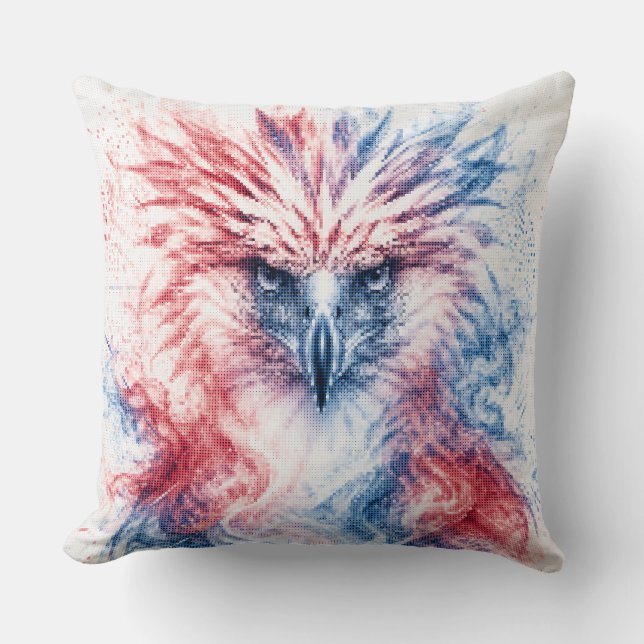 Red and Blue Philippines Eagle Geometric Art Cushion (Front)