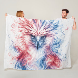 Red and Blue Philippines Eagle Geometric Art Fleece Blanket