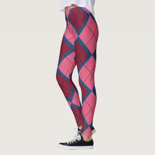 Red and Blue Plaid Pattern Leggings