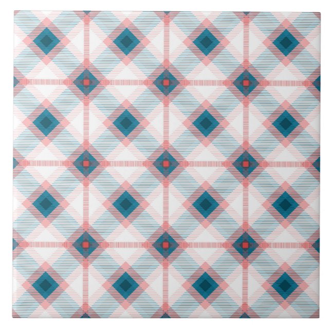 Red and Blue Plaid Tile (Front)