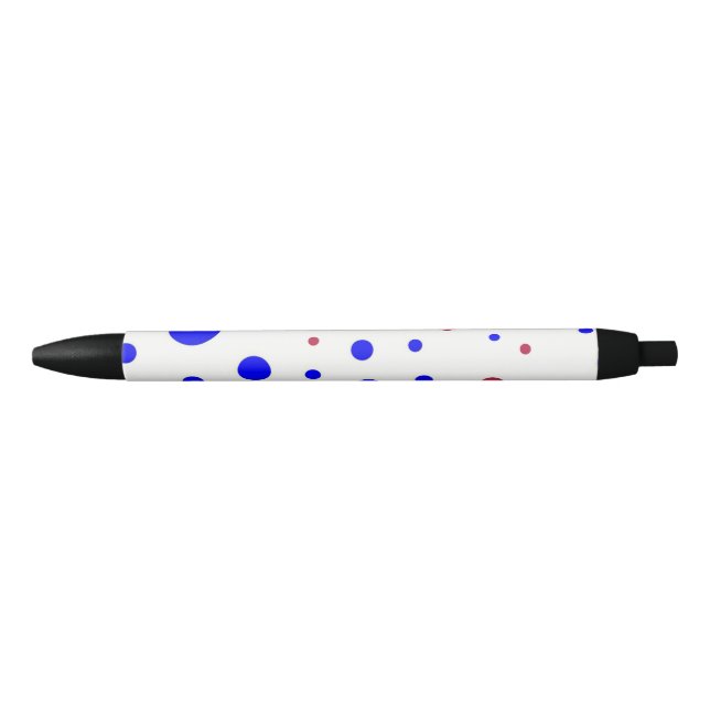 Red and Blue Polka Dot Black Ink Pen (Front)