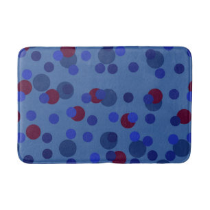 red and blue polka dots bath mat