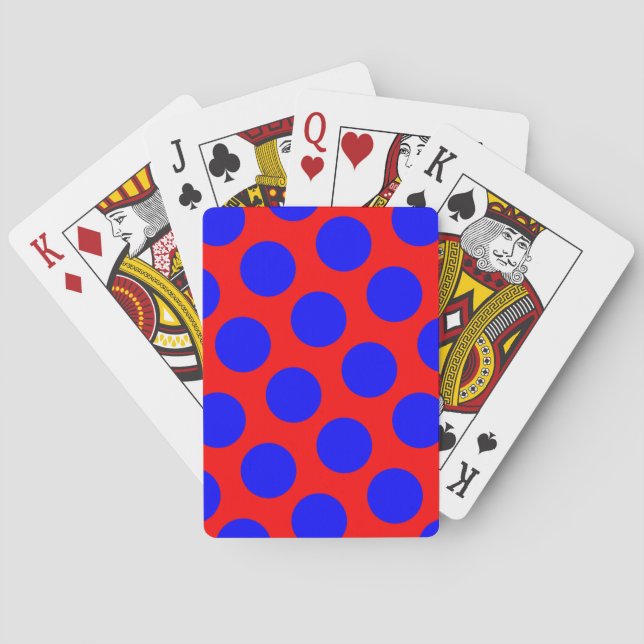 Red and Blue Polka Dots Playing Cards (Back)