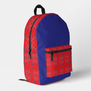 Red and Blue Printed Backpack
