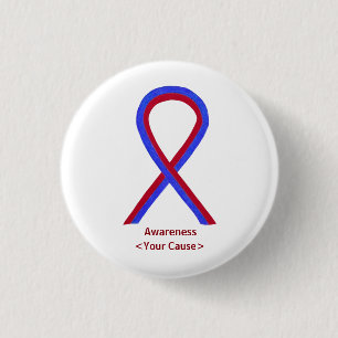 Red and Blue Ribbon Awareness Button Pins