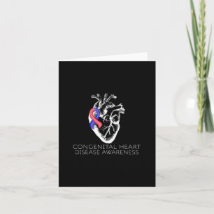 Red And Blue Ribbon Congenital Heart Disease Aware Card
