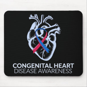 Red And Blue Ribbon Congenital Heart Disease Aware Mouse Pad