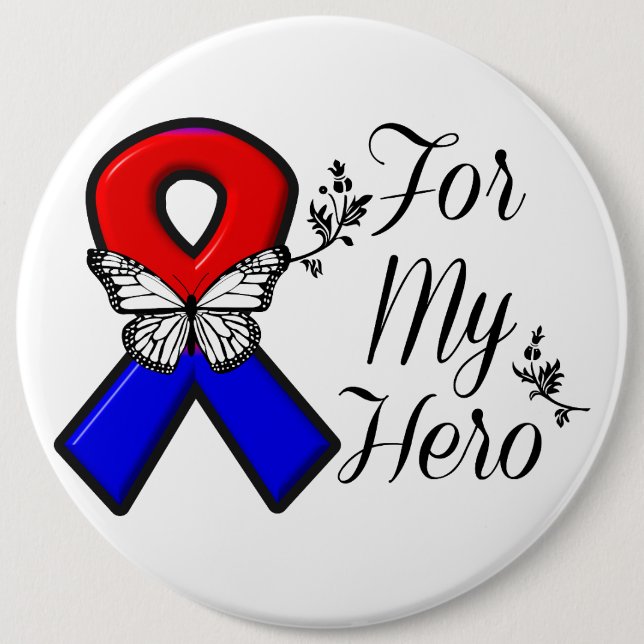 Red and Blue Ribbon For My Hero 6 Cm Round Badge (Front)