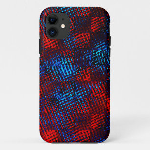Red and blue risks crossed in squares or cubes iPhone 11 case