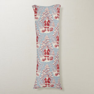 Red and Blue Santa Toile Chinoiserie Body Cushion
