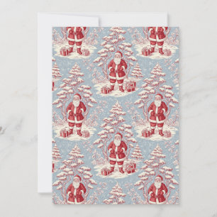 Red and Blue Santa Toile Chinoiserie Invitation