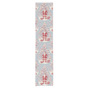 Red and Blue Santa Toile Chinoiserie Short Table Runner
