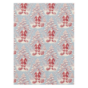 Red and Blue Santa Toile Chinoiserie Tablecloth