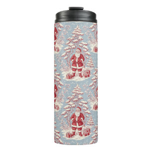 Red and Blue Santa Toile Chinoiserie Thermal Tumbler