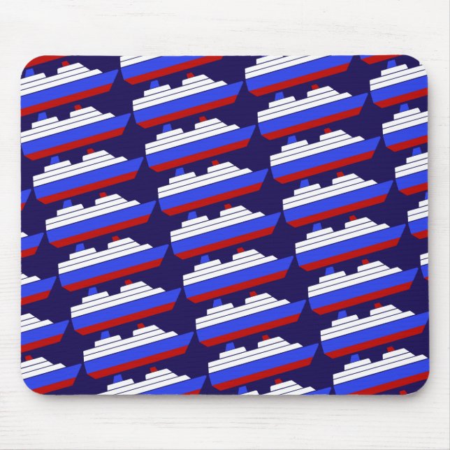 red and blue sea ship mouse pad (Front)