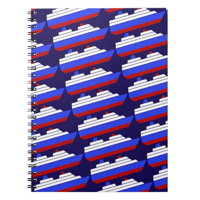 red and blue sea ship notebook (Front)