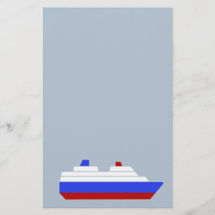 red and blue sea ship stationery