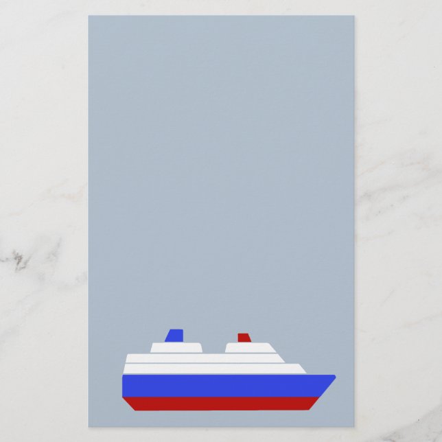 red and blue sea ship stationery (Front)