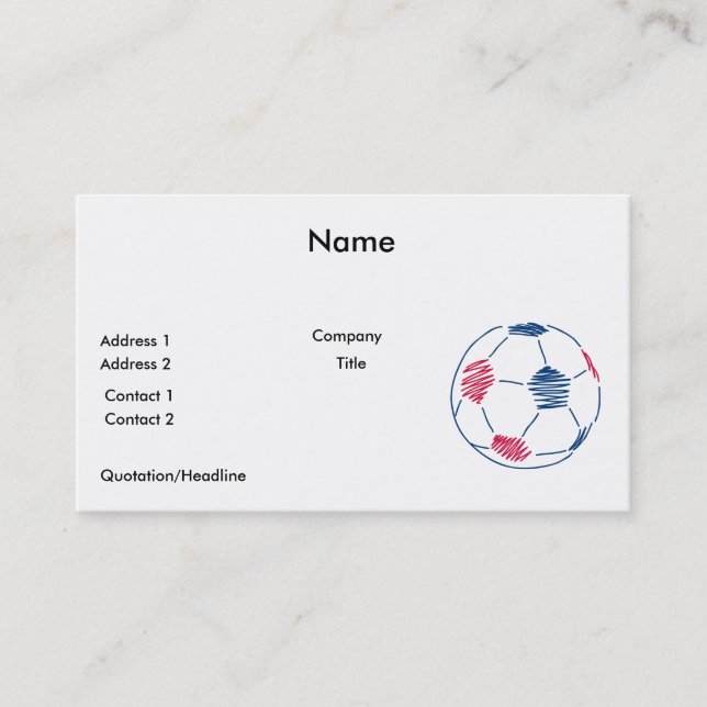 red and blue soccer scribble graphic business card (Front)