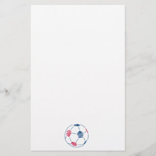 red and blue soccer scribble graphic stationery