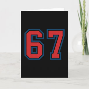 Red And Blue Sports Number 67 Jersey Uniform Playe Card