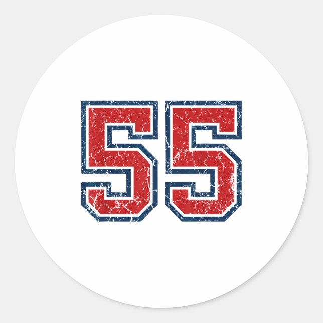 Red And Blue Srts Number 55 Jersey Uniform Player  Classic Round Sticker (Front)