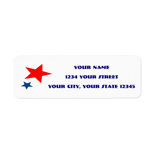 Red and Blue Star Address Label Return Address Label (Front)