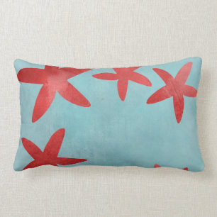Red and Blue Starfish Lumbar Cushion