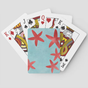 Red and Blue Starfish Playing Cards