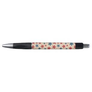 Red and Blue Stars, 4th of July, Beige Background