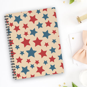 Red and Blue Stars, 4th of July, Beige Background Planner