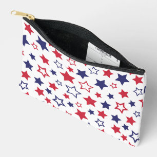 Red and Blue Stars, 4th of July, White Background Accessory Pouch