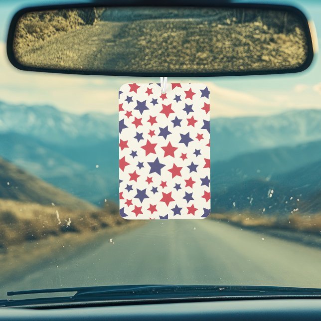 Red and Blue Stars, 4th of July, White Background Car Air Freshener (Creator Uploaded)