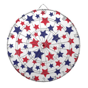 Red and Blue Stars, 4th of July, White Background Dartboard