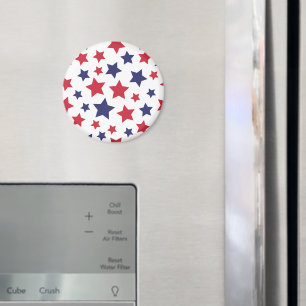 Red and Blue Stars, 4th of July, White Background Magnet