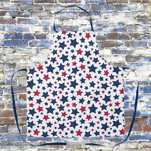 Red and Blue Stars - American flag pattern Apron