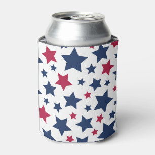 Red and Blue Stars - American flag pattern Can Cooler