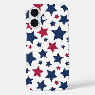 Red and Blue Stars - American flag pattern iPhone 16 Case