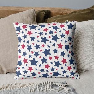 Red and Blue Stars - American flag pattern Cushion