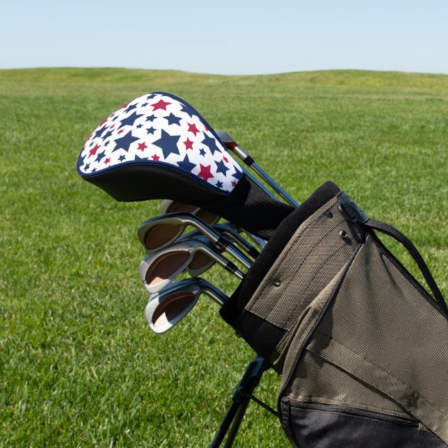 Red and Blue Stars - American flag pattern Golf Head Cover (In Situ)