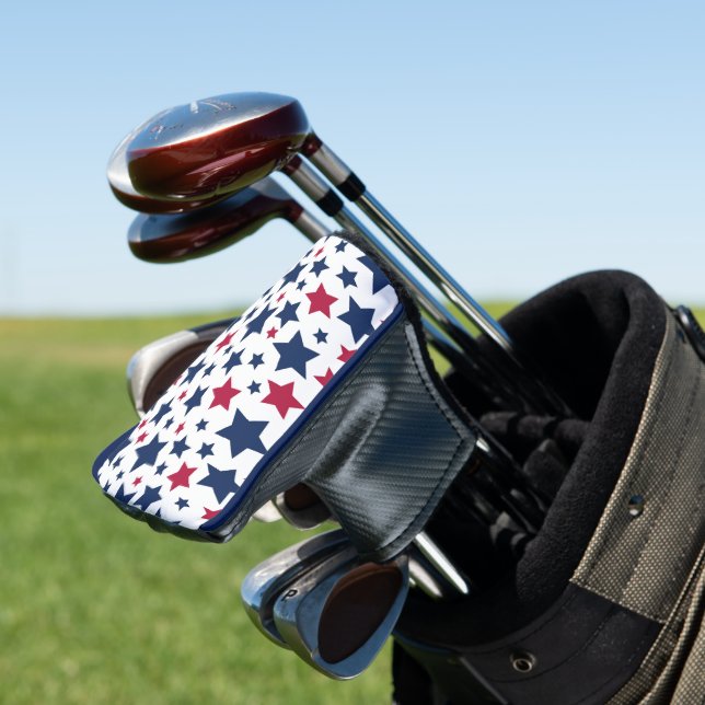 Red and Blue Stars - American flag pattern Golf Head Cover (In Situ)