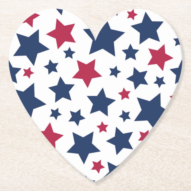 Red and Blue Stars - American flag pattern Paper Coaster (Front)